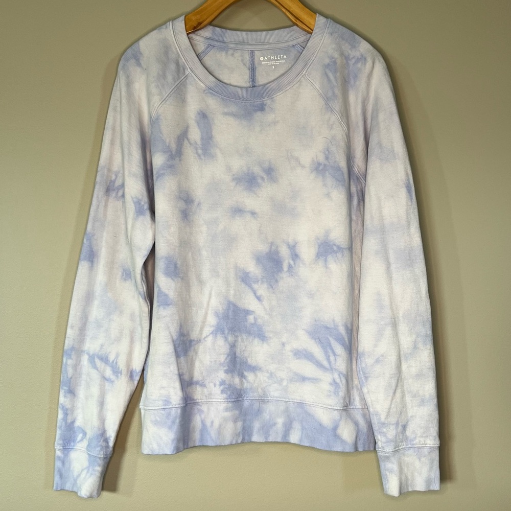 Athleta Sundown Tie Dye Sweatshirt Crystal Dye Victorian Periwinkle Size Small